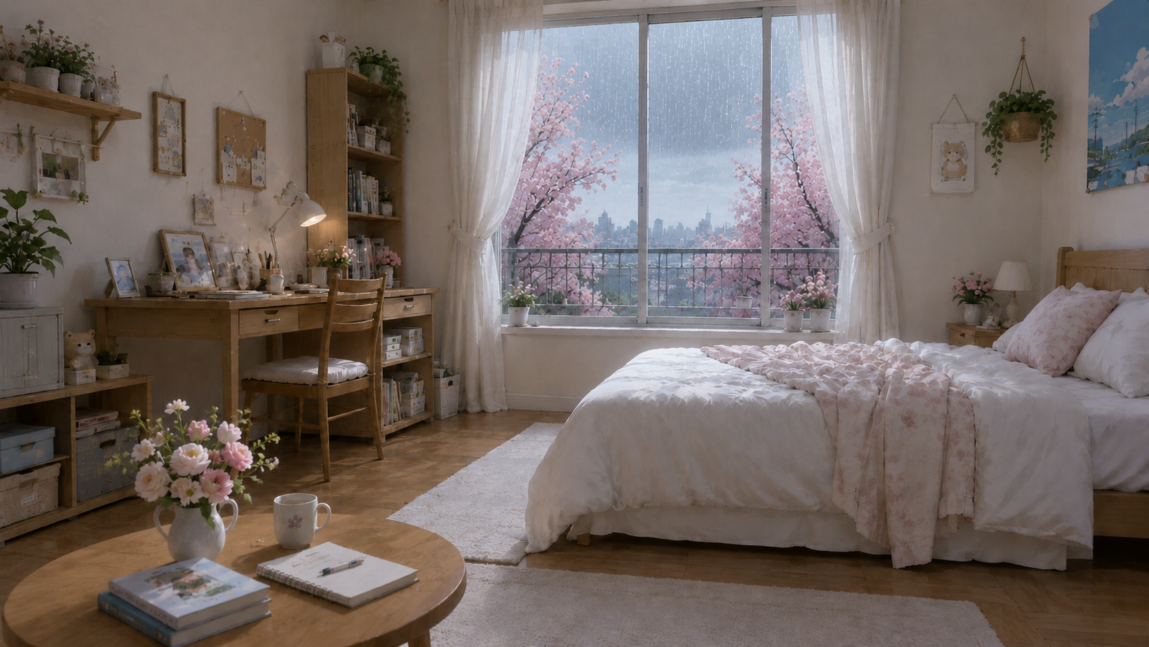 Spring rainy room